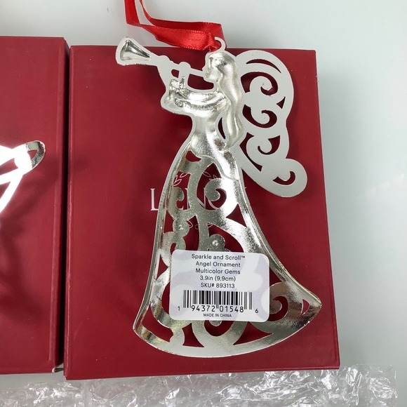 Lenox Sparkle And Scroll Angel Star Wreath ornaments New open box - Picture 9 of 12